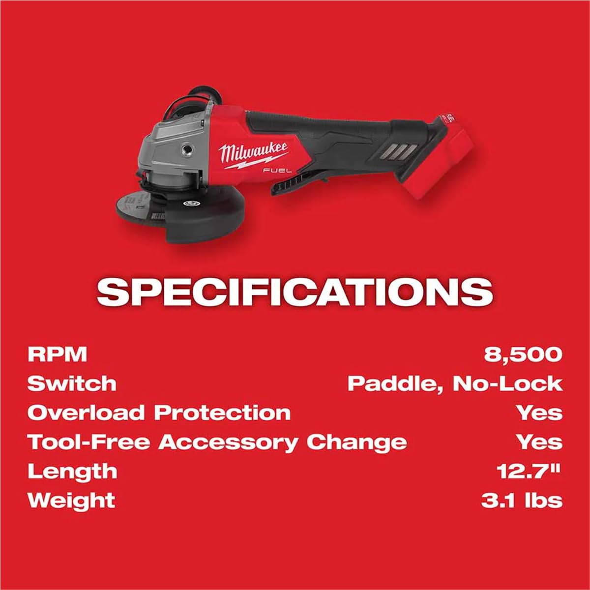 Milwaukee 2880-20 M18 FUEL Brushless 4-1/2"/5" Angle Grinder