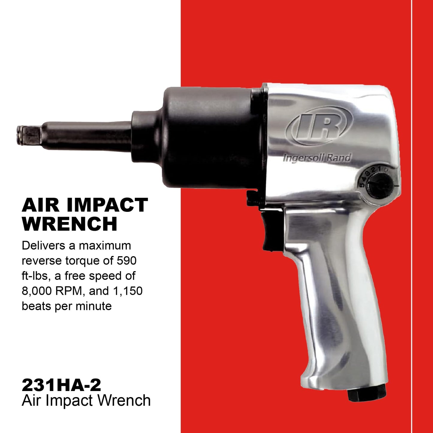 Ingersoll Rand 231HA-2 1/2" Super Duty Air Impact Wrench – 600 ft-lb