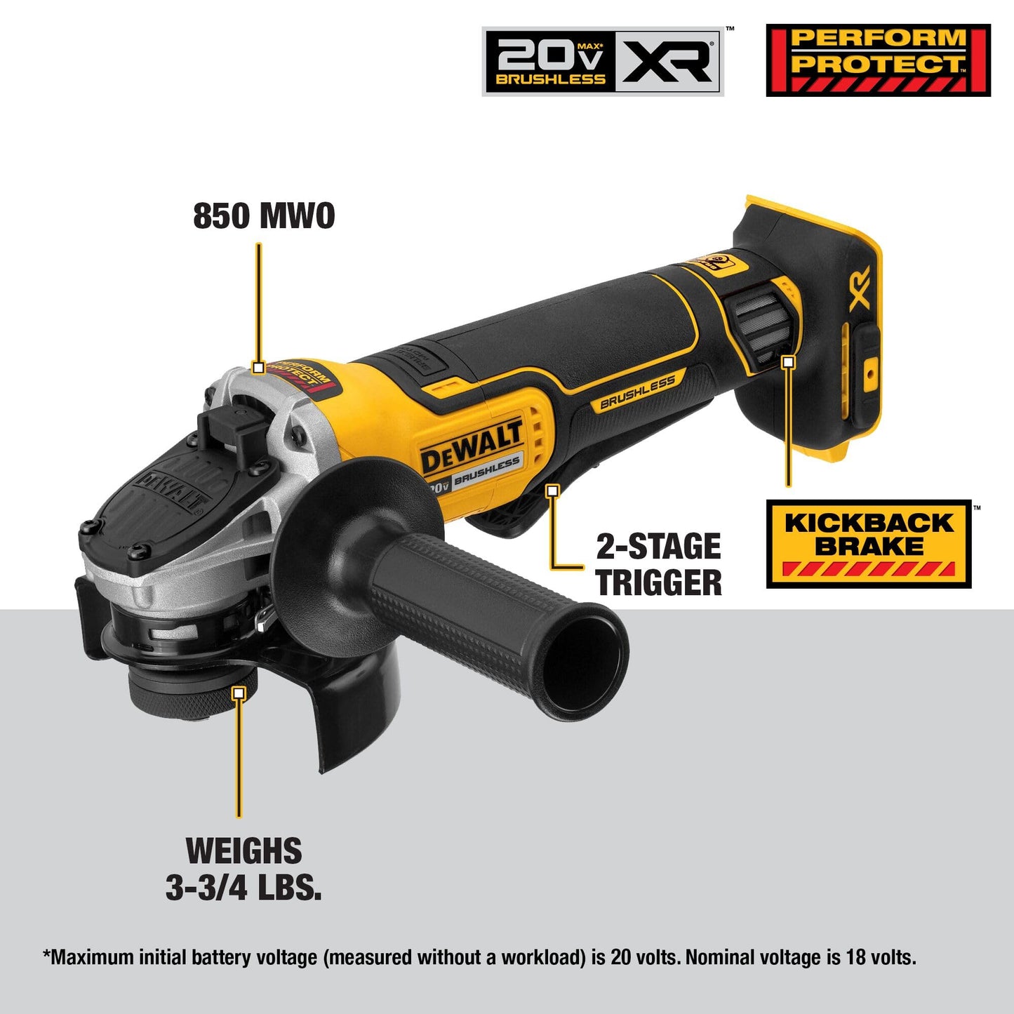 DEWALT 20V MAX 4-1/2 In Brushless Angle Grinder Bare Tool (DCG413B)