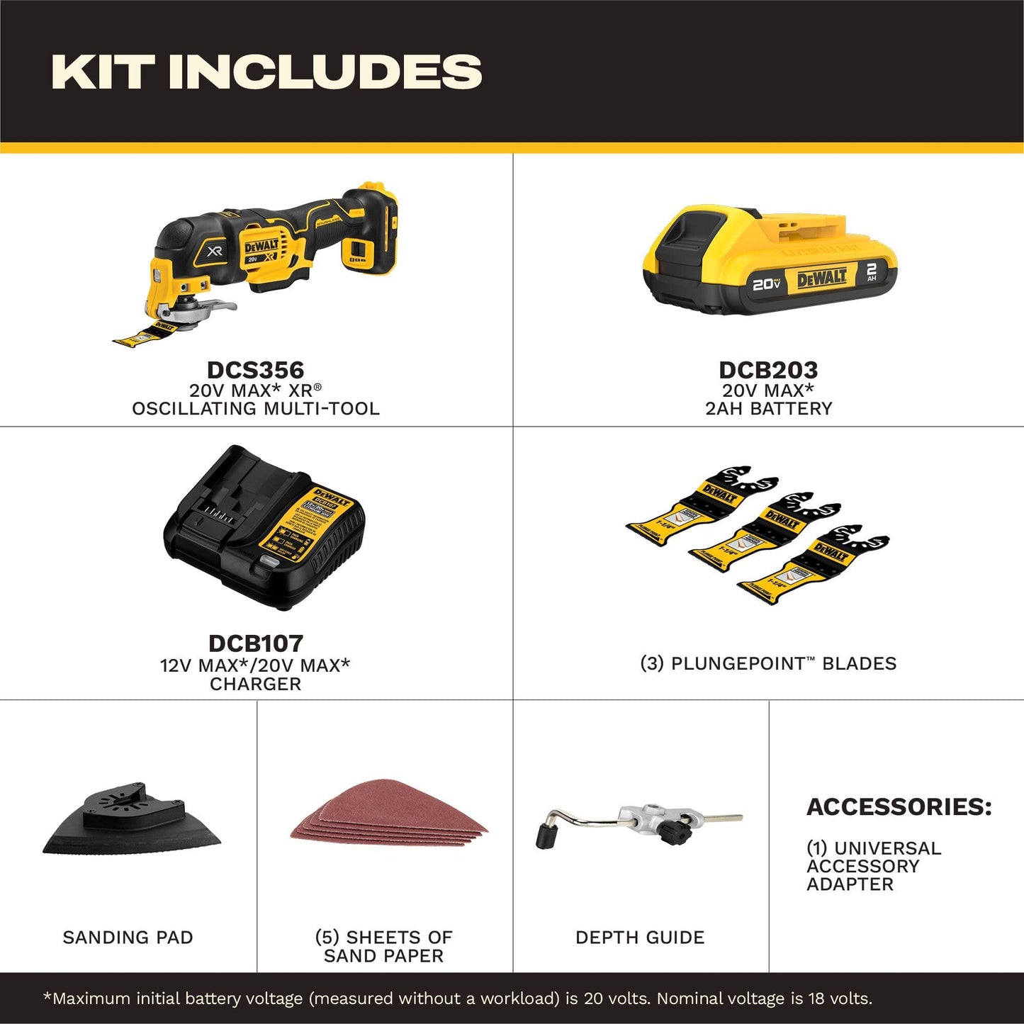 DEWALT 20V MAX XR Brushless Oscillating Tool Kit (DCS356D1)