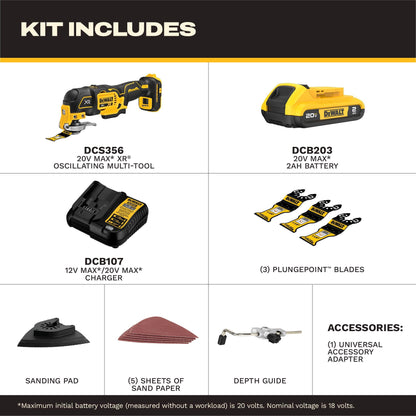 DEWALT 20V MAX XR Brushless Oscillating Tool Kit (DCS356D1)