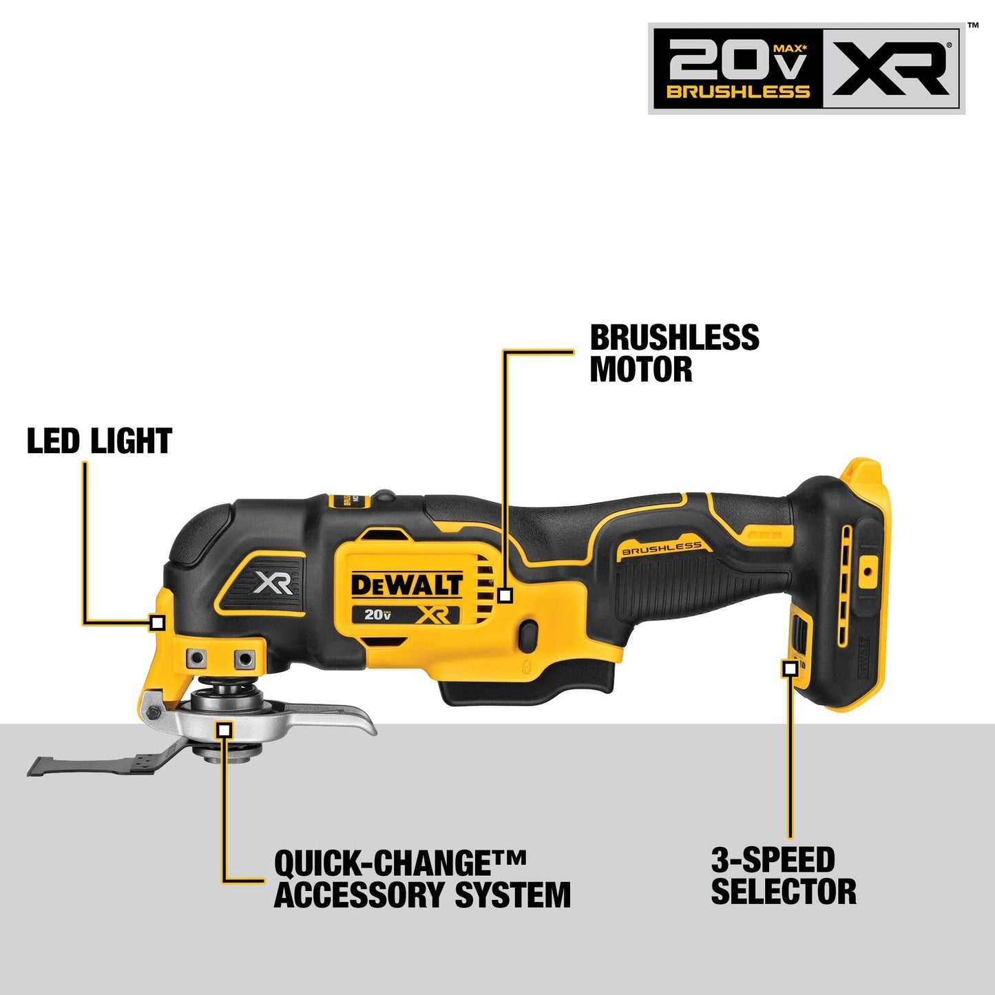 DEWALT 20V MAX XR Brushless Oscillating Multi-Tool Bare (DCS356B)
