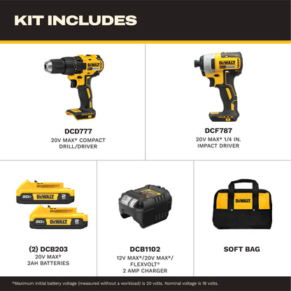 DEWALT 20V MAX Brushless Drill & Impact Driver Combo Kit (DCK277D2)