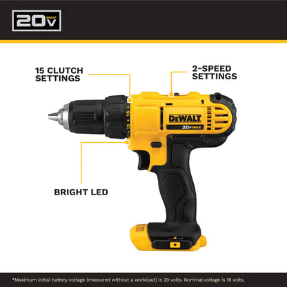 DEWALT 20V MAX Cordless Drill Driver Set, 2-Speed, 2 Batteries (DCD771C2)