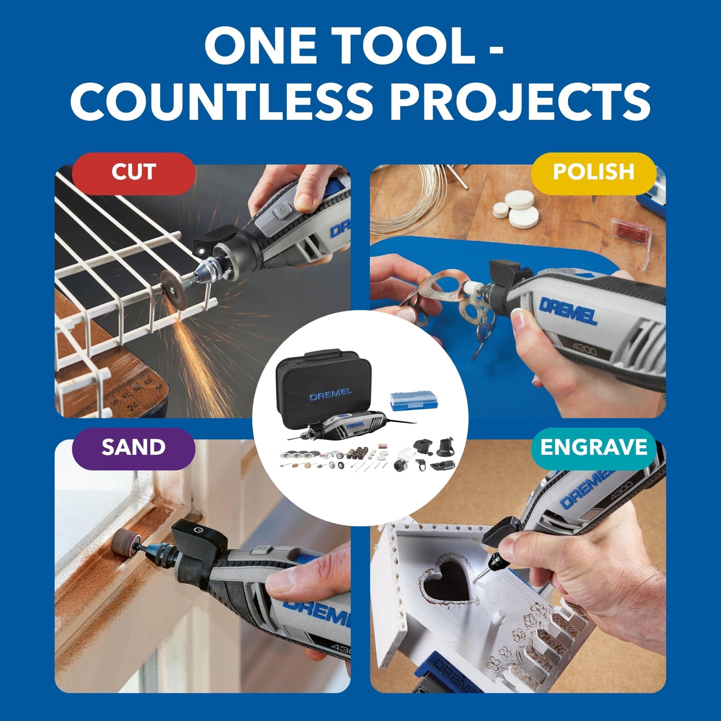 Dremel 4300-5/40 Rotary Tool Kit – 5 Attachments & 40 Accessories