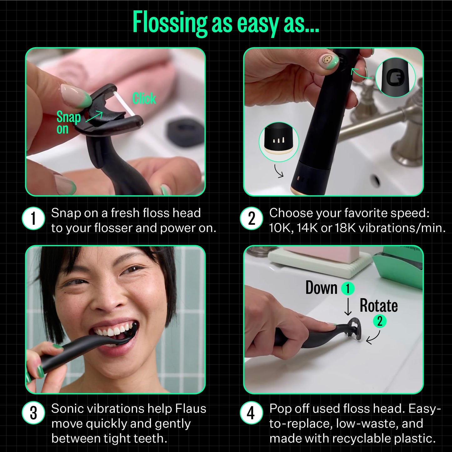 FLAUS Electric Flosser – Sonic Technology Dental Plaque Remover