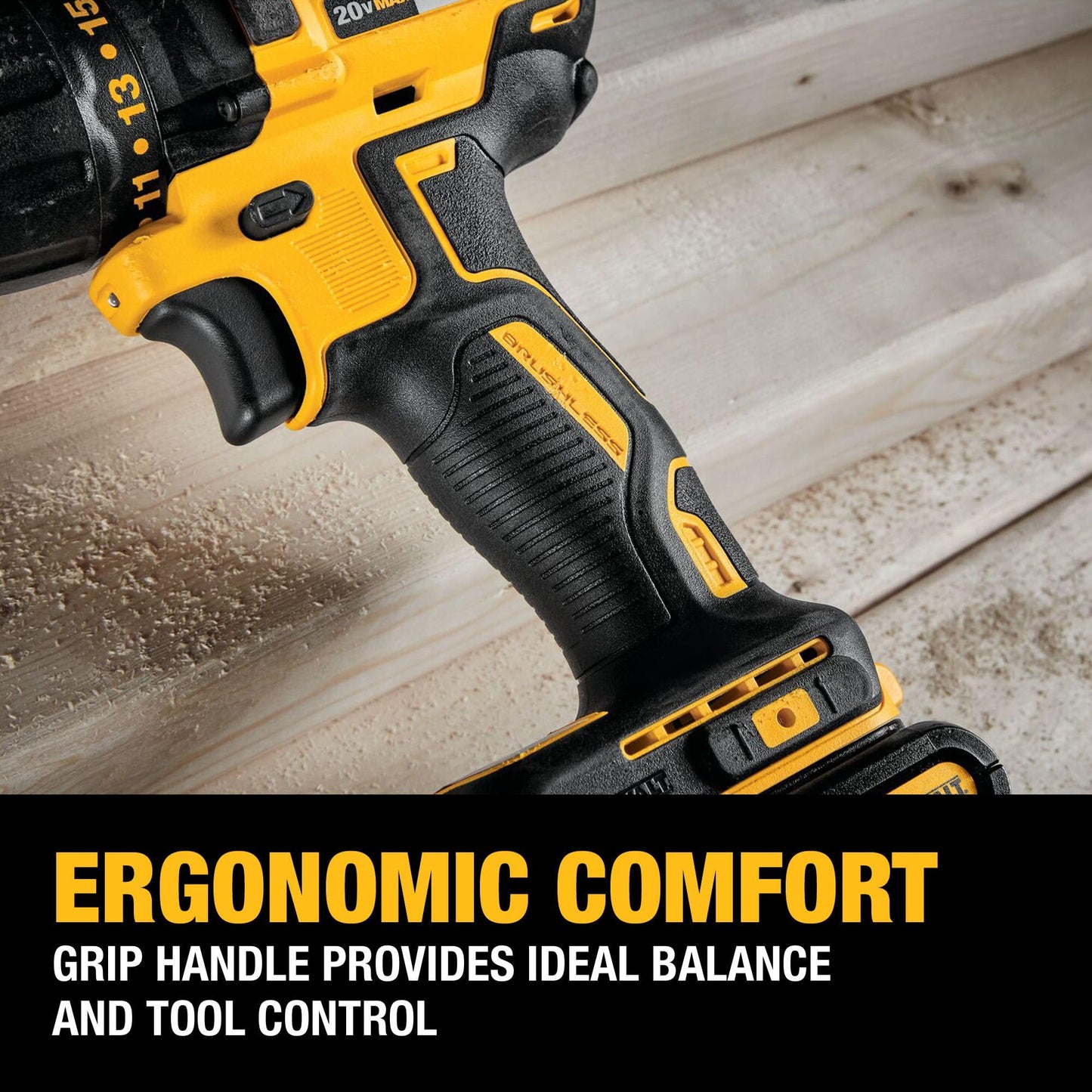 DEWALT 20V MAX Brushless Cordless Drill Driver, 1/2 In. (DCD777D1)